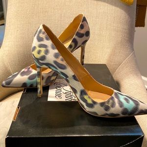 Manolo Blahnik “BB” Multicolor Leopard Fabric Pump- 105mm